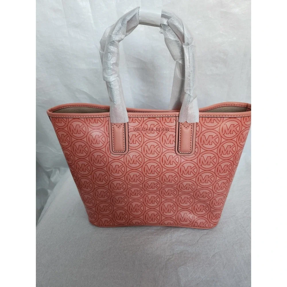 New Michael Kors Jodie Small Sherbert Logo Recycled Polyester Tote nwt Pink $348